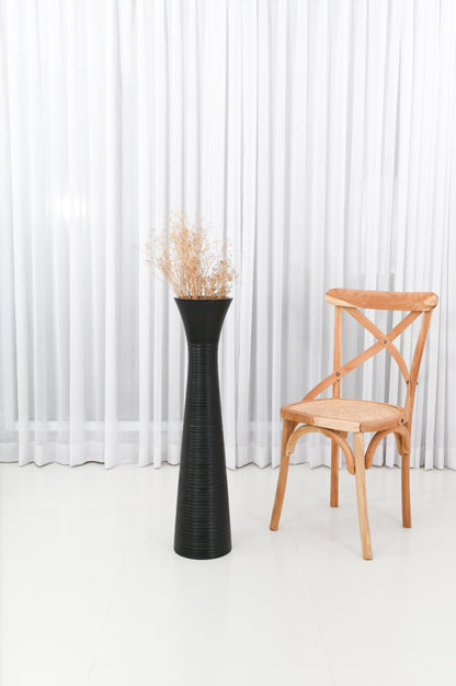 Large Mango Wood Floor Vase – Handcrafted Decorative Highlight from Thailand, black, 34 inches