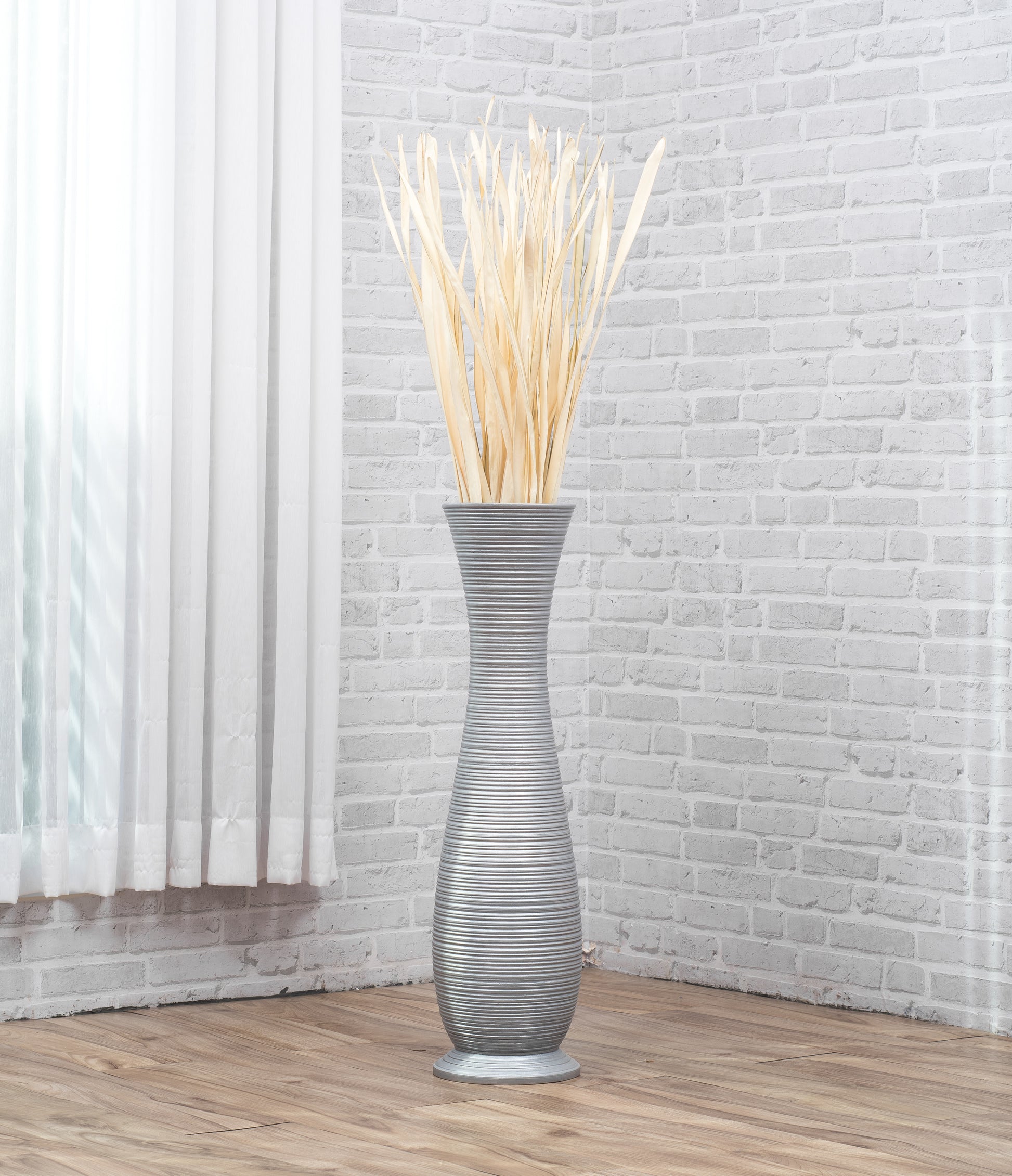 Large Mango Wood Floor Vase – Handcrafted Decorative Highlight from Thailand, 26 inches