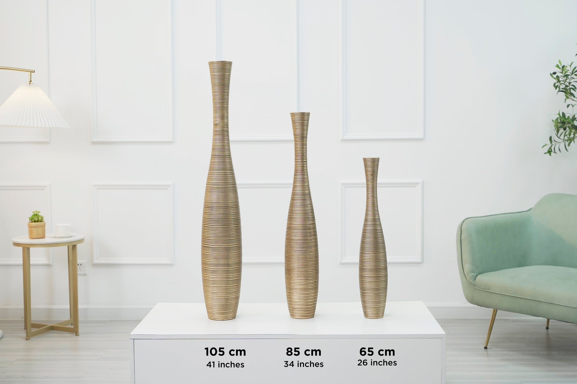 Large Resin Floor Vase – Stylish Waterproof Vase for Fresh & Dried Flowers, 34 inches