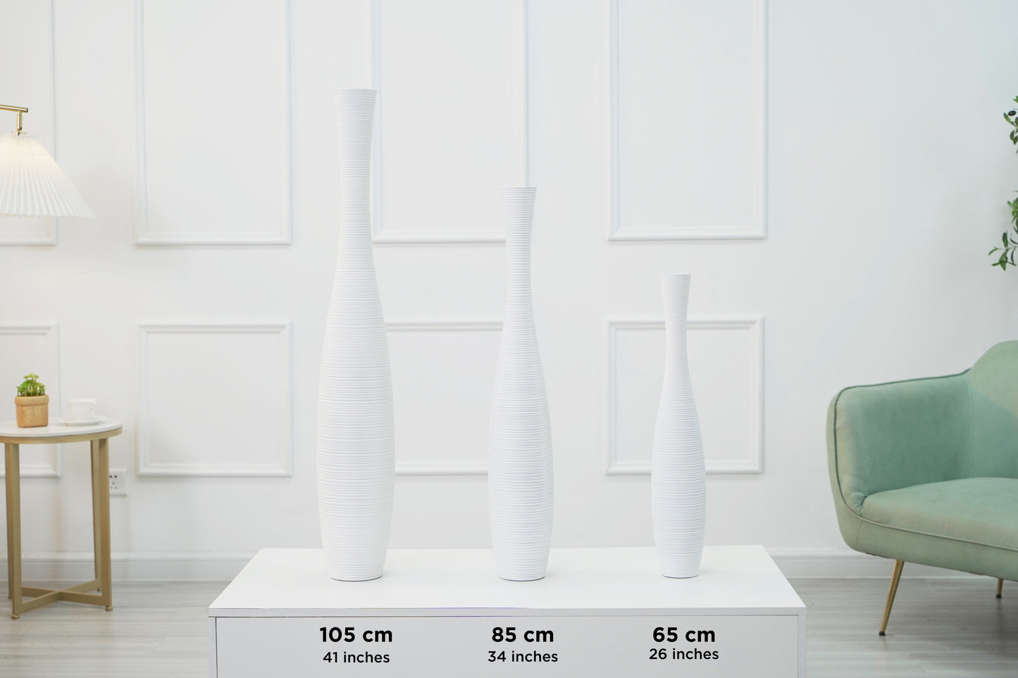 Large Resin Floor Vase – Stylish Waterproof Vase for Fresh & Dried Flowers, 34 inches