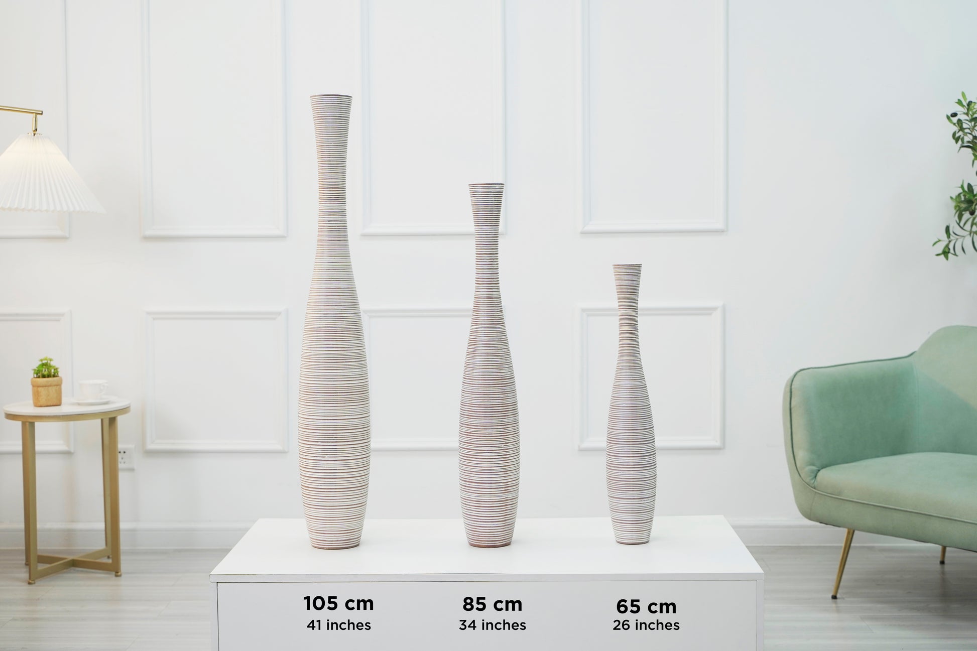 Large Resin Floor Vase – Stylish Waterproof Vase for Fresh & Dried Flowers, 34 inches