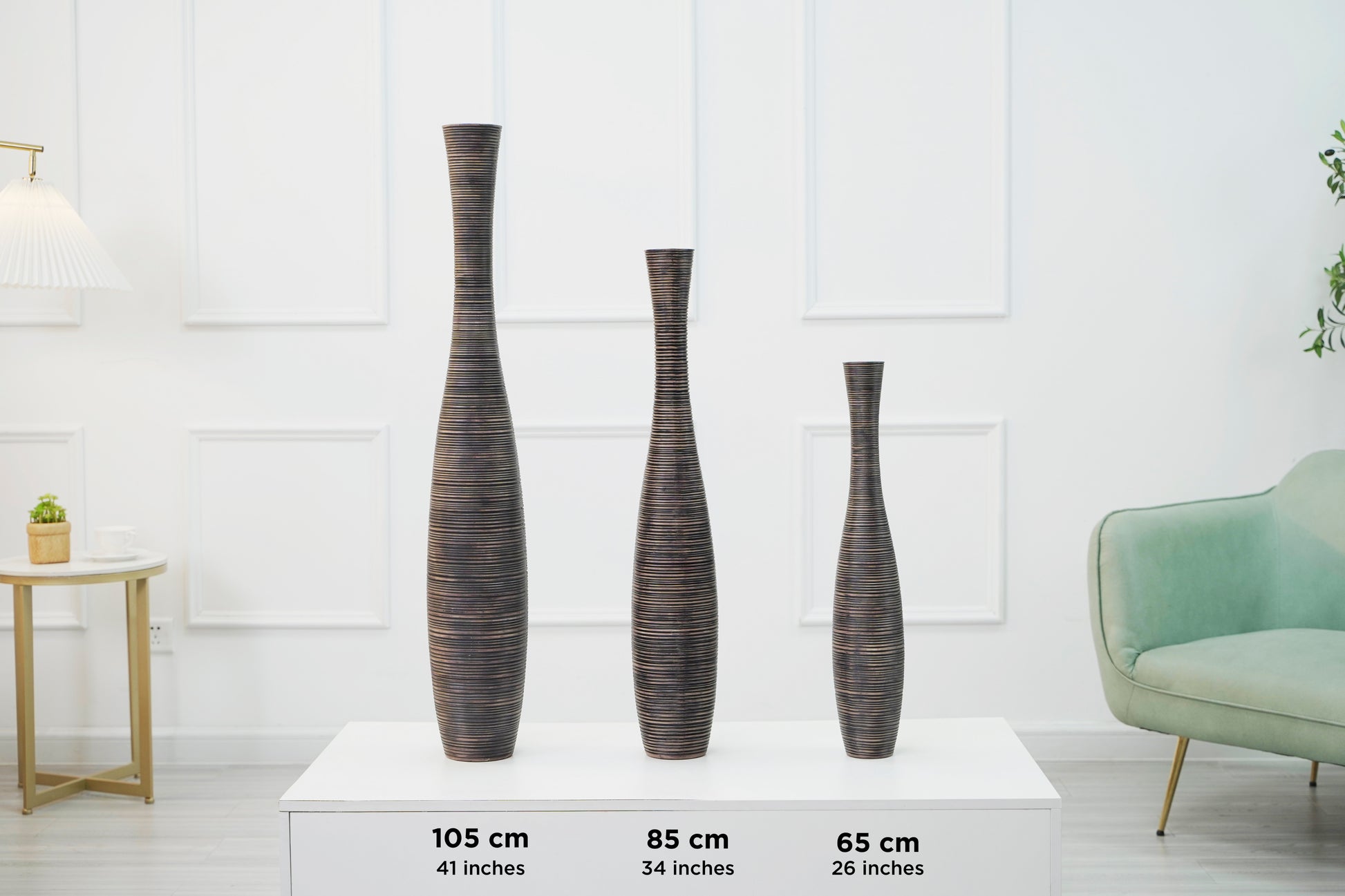 Large Resin Floor Vase – Stylish Waterproof Vase for Fresh & Dried Flowers, 34 inches