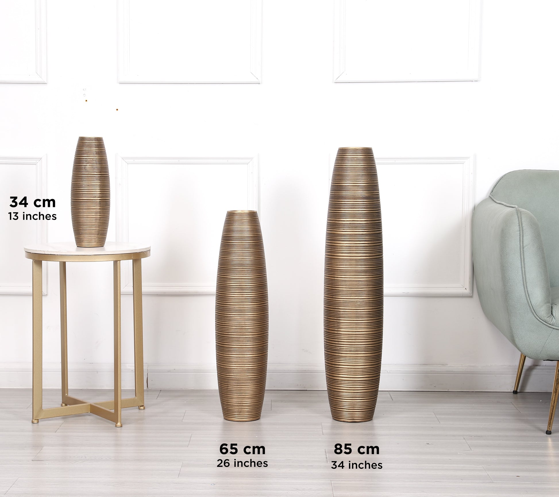 Large Resin Floor Vase – Stylish Waterproof Vase for Fresh & Dried Flowers, 34 inches