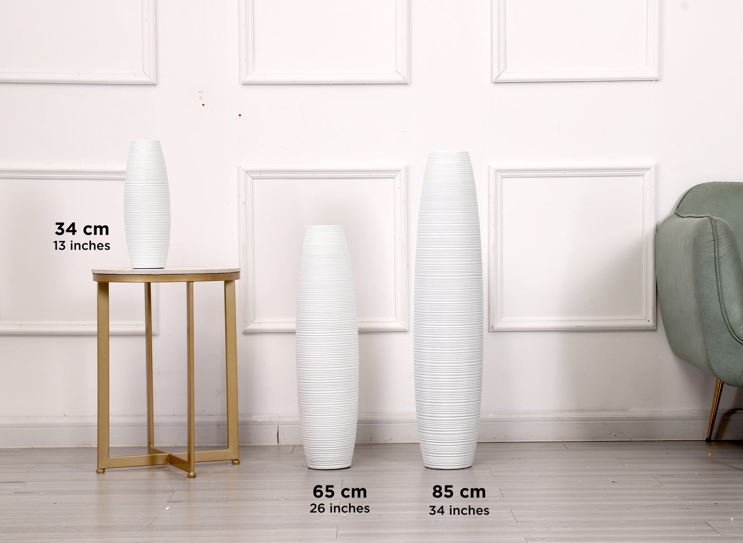 Large Resin Floor Vase – Stylish Waterproof Vase for Fresh & Dried Flowers, 34 inches