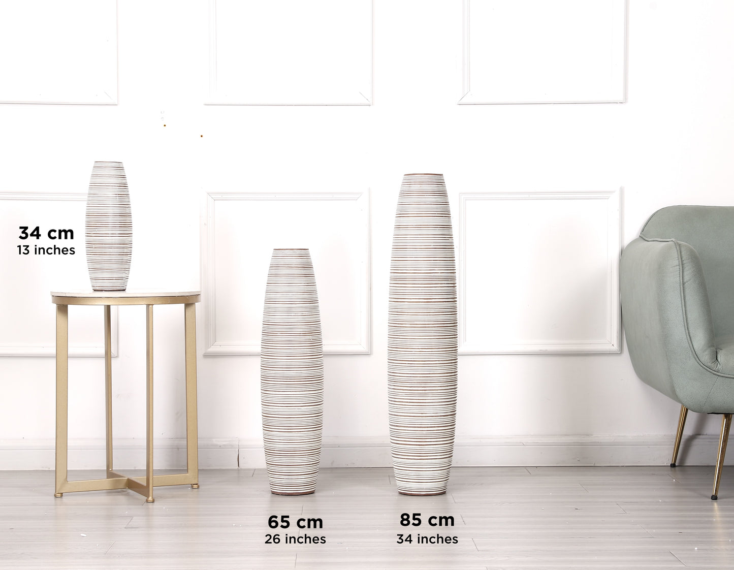 Large Resin Floor Vase – Stylish Waterproof Vase for Fresh & Dried Flowers, 34 inches