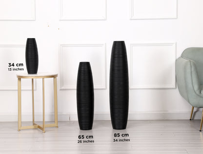 Compact Resin Vase – Stylish Waterproof Decorative Vase for Floor, Table or Shelf, black, 13 inches