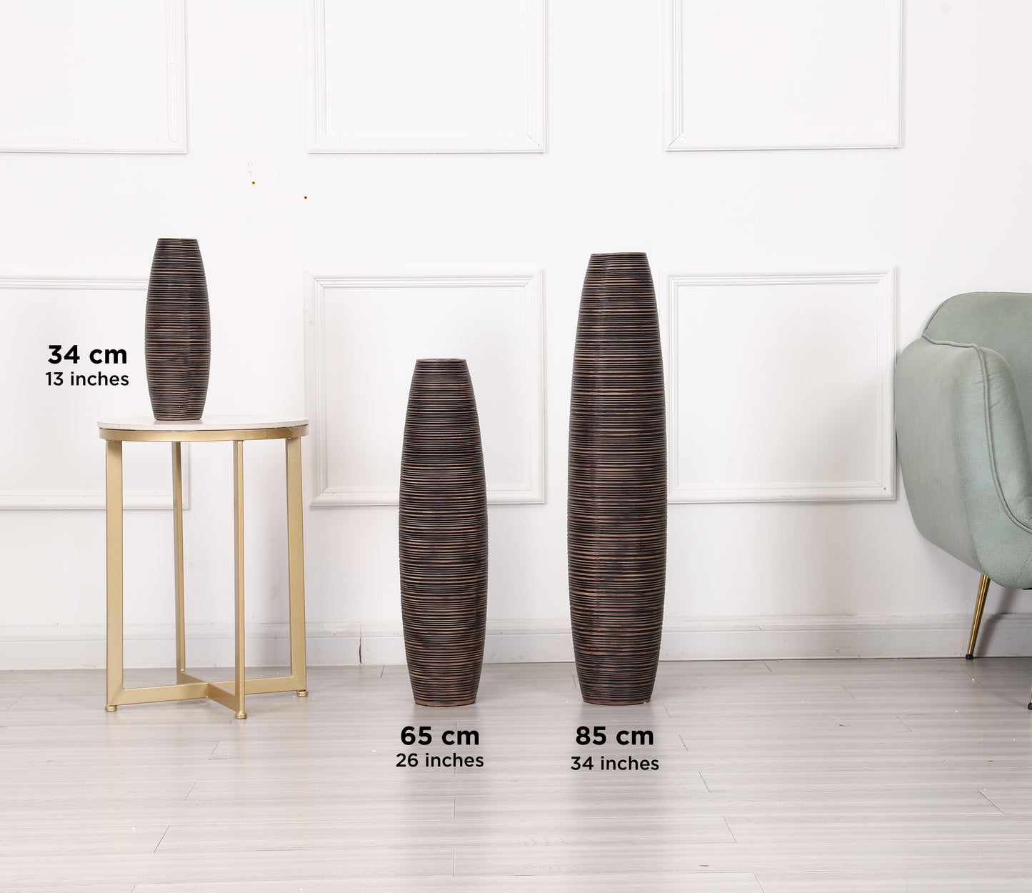 Large Resin Floor Vase – Stylish Waterproof Vase for Fresh & Dried Flowers, 34 inches