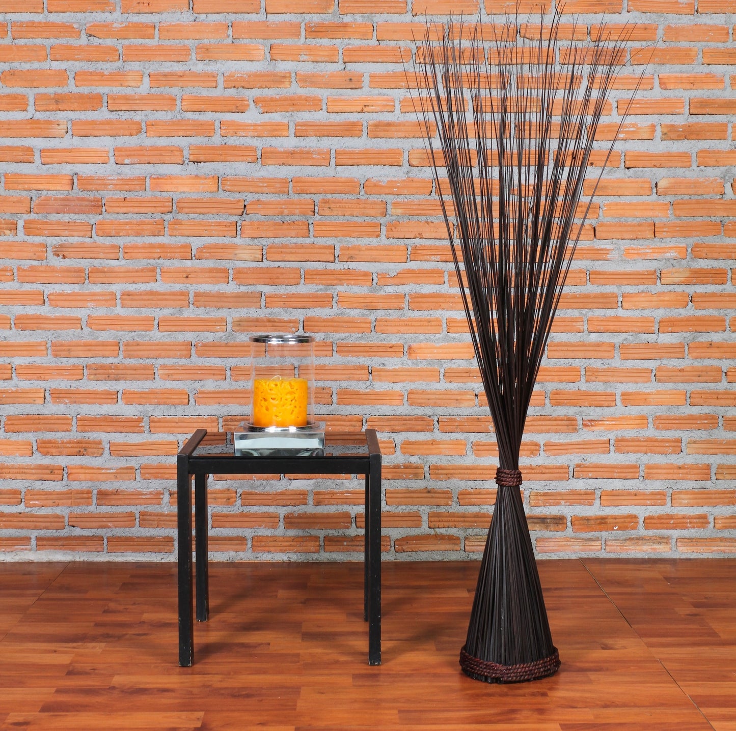 Freestanding Dried Grass Bundle – Natural Floor Decoration with Raffia Band, black brown, Dried Grass - 47 inches