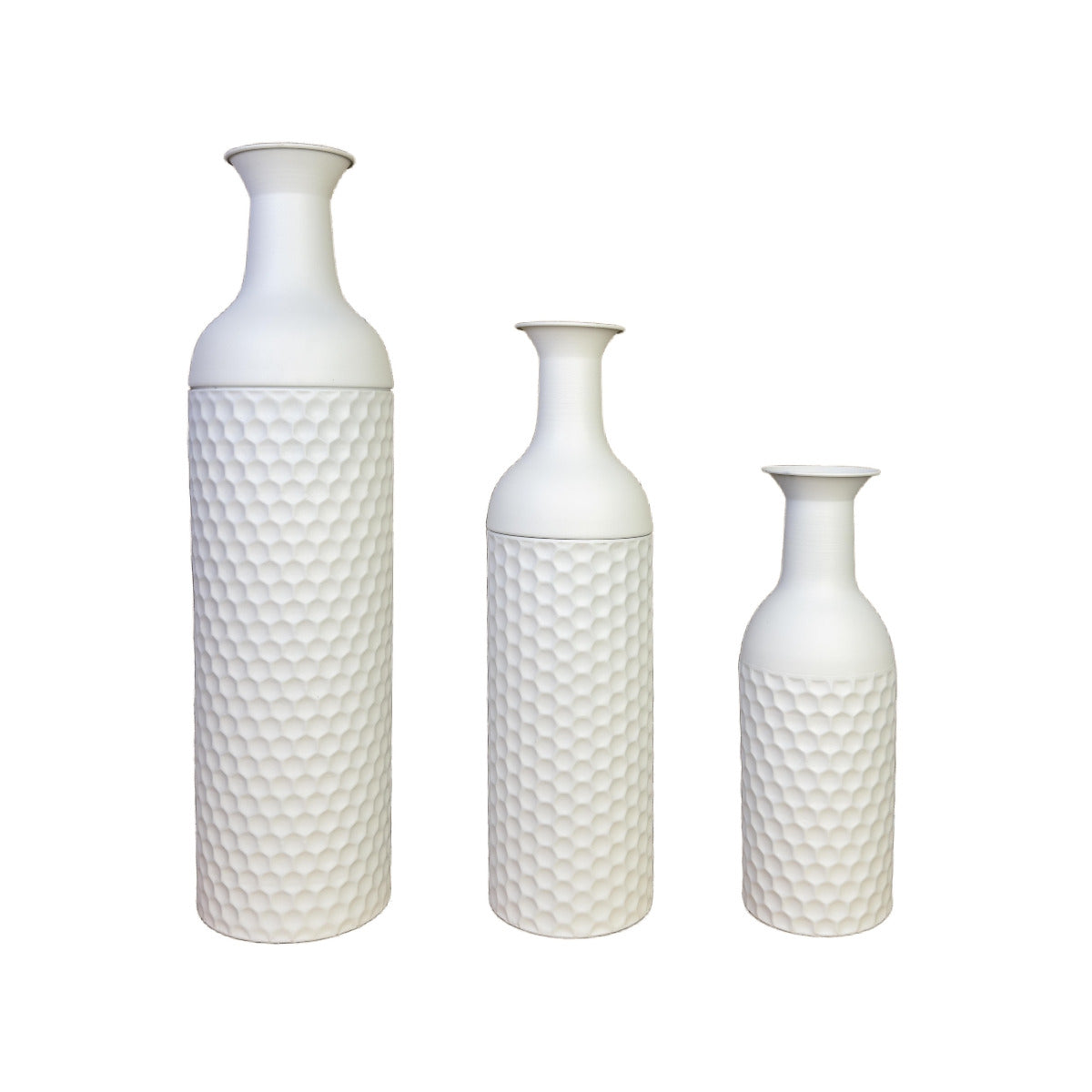 3-Piece Metal Floor Vase Set – Tall & Large Handmade Decorative Vases, white