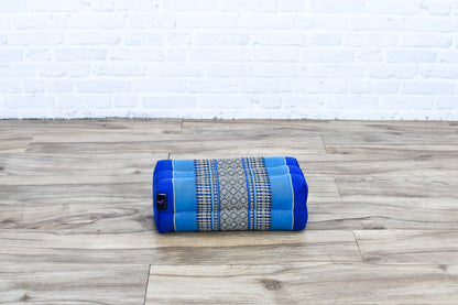 Kapok Yoga Block Cushions – 2-Piece Set of Firm Meditation & Yoga Cushions with Cotton Cover, Sf28 - Blue