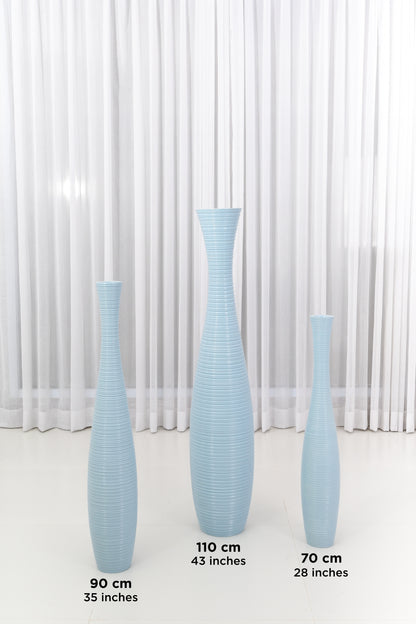 Large Mango Wood Floor Vase – Handcrafted Decorative Highlight from Thailand, 34 inches