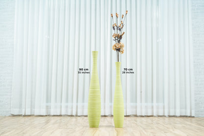 Large Mango Wood Floor Vase – Handcrafted Decorative Highlight from Thailand, 34 inches