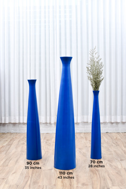 Large Mango Wood Floor Vase – Handcrafted Decorative Highlight from Thailand, blue, 26 inches