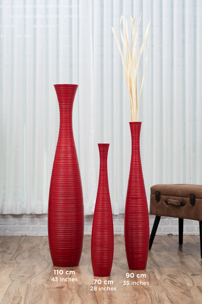 Large Mango Wood Floor Vase – Handcrafted Decorative Highlight from Thailand, 26 inches