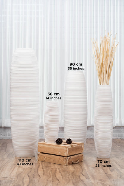 Large Mango Wood Floor Vase – Handcrafted Decorative Highlight from Thailand, 34 inches