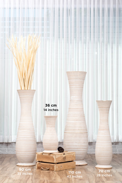 Large Mango Wood Floor Vase – Handcrafted Decorative Highlight from Thailand, 26 inches