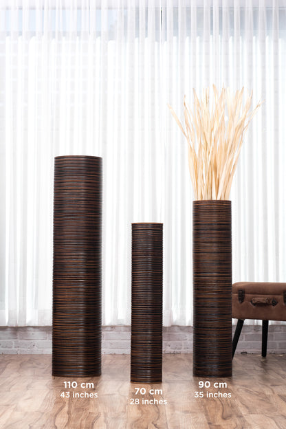 Large Mango Wood Floor Vase – Handcrafted Decorative Highlight from Thailand, 34 inches
