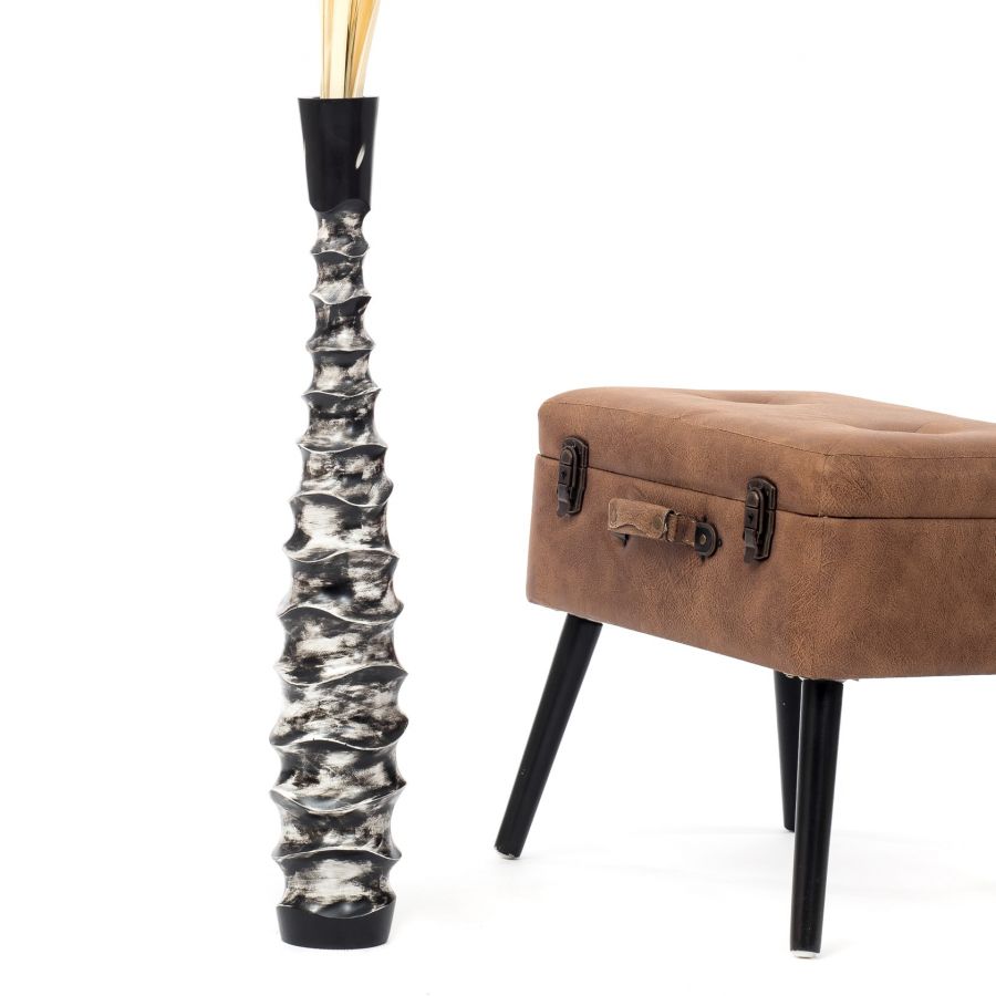 Leewadee Große Hohe Bodenvase 65 cm - Handgefertigte Schwarz Mangoholz-Bodenvase für Pampasgras & Trockenblumen