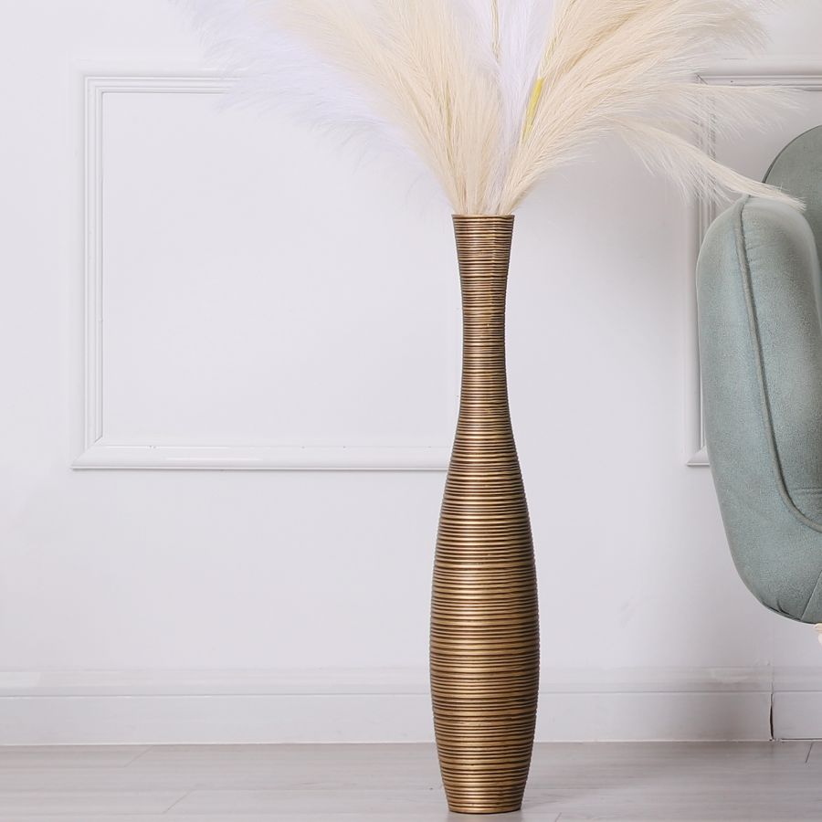 Leewadee Große Bodenvase 65 cm - Hohe Polyresin Dekovase für Pampasgras, Trocken- & Frischblumen