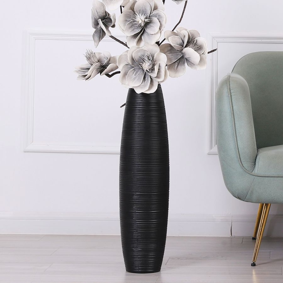 Leewadee Große Bodenvase 65 cm - Hohe Polyresin Dekovase für Pampasgras, Trocken- & Frischblumen
