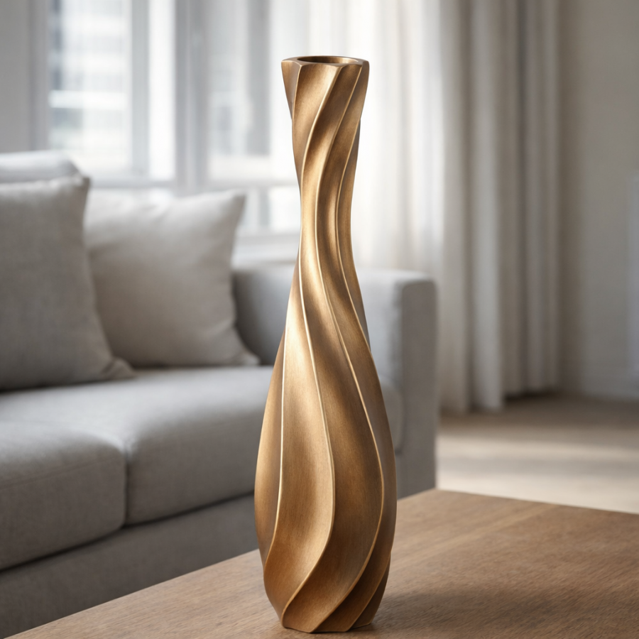 Leewadee Große Bodenvase 50 cm - Hohe Polyresin Dekovase für Pampasgras, Trocken- & Frischblumen