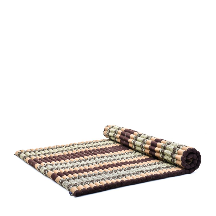 Leewadee Extra Breite Rollbare Thaimatte 190 x 145 cm - Kapok Bodenmatte für 2 Personen & Massage Futon Alternative