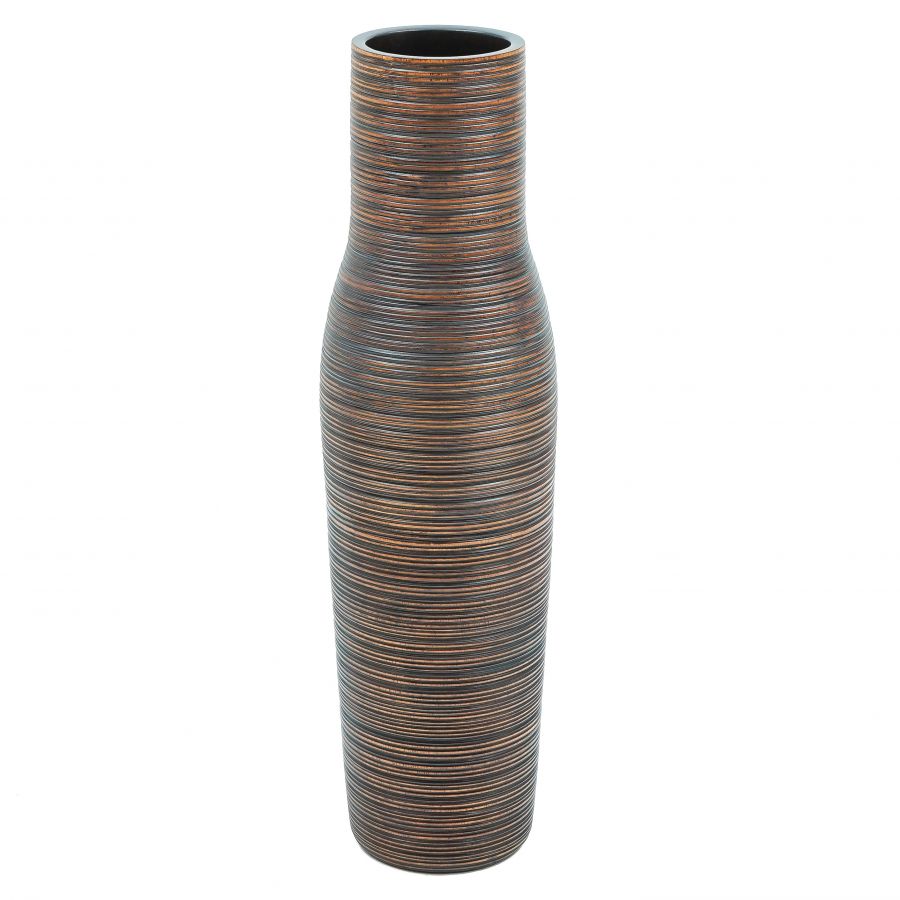 Leewadee Große Hohe Bodenvase 85 cm - Handgefertigte Mangoholz-Bodenvase in Braun für Pampasgras & Trockenblumen