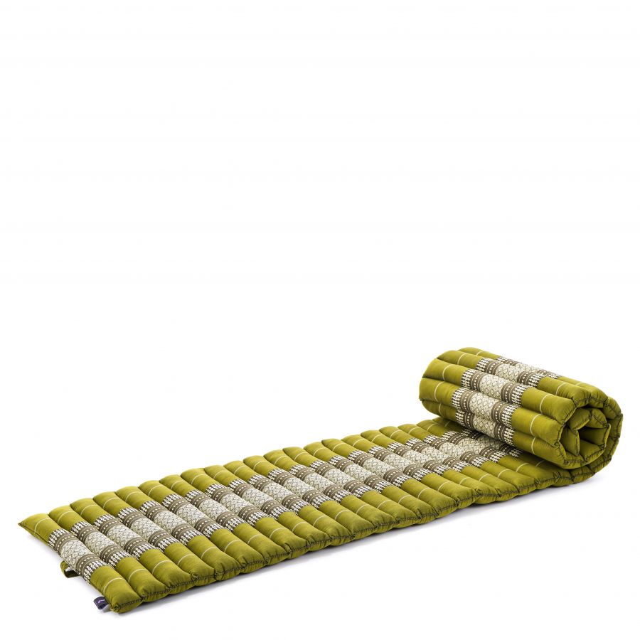 Leewadee Rollbare Thaimatte 190 x 50 cm - Schmale Kapok Bodenmatte zum Schlafen & Meditieren Futon Alternative