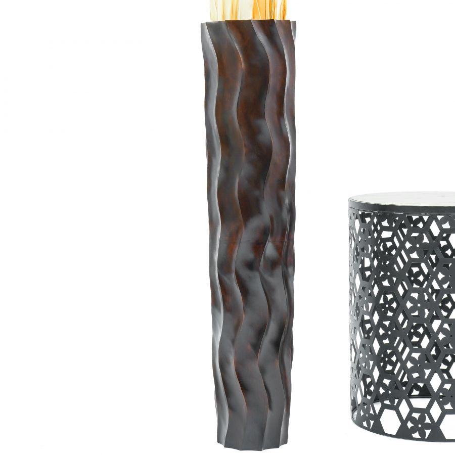 Leewadee Große Hohe Bodenvase 85 cm - Handgefertigte Mangoholz-Bodenvase in Braun für Pampasgras & Trockenblumen