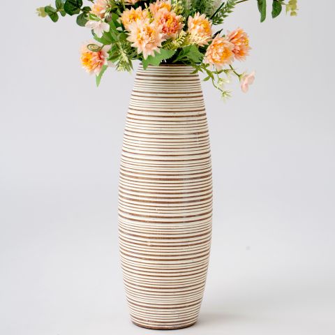 Leewadee Jarrón Decorativo 34 cm - Alto Jarrón Poliresina en Blanco para Aparador & Mesa
