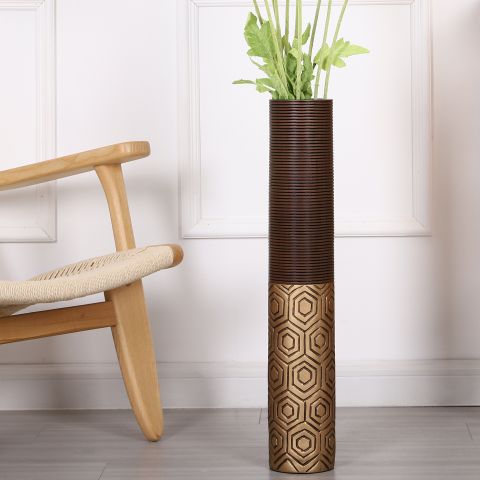 Leewadee Gran Jarrón de Suelo 65 cm - Alto Poliresina para Hierba Pampa, Flores Secas & Frescas