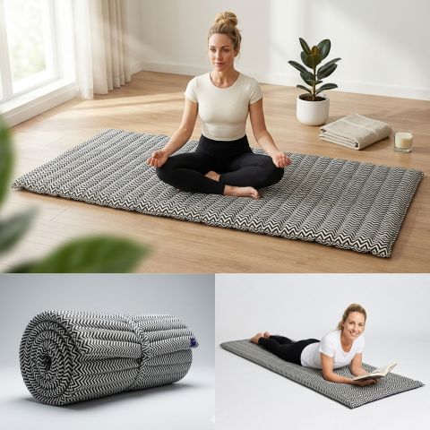 Leewadee Esterilla Thai Enrollable 190 X 70 cm - Kapok Colchoneta de Suelo Dormir Masaje Alternativa Futon