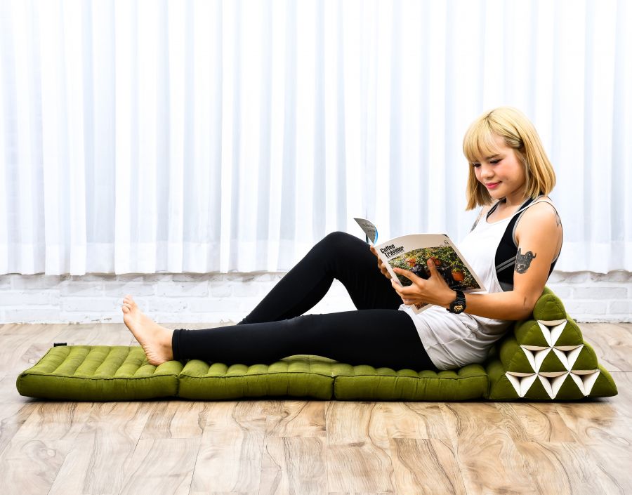 Leewadee Cojín Suelo Tailandés 170 x 53 cm - Kapok Asiento Plegable Respaldo Lounge