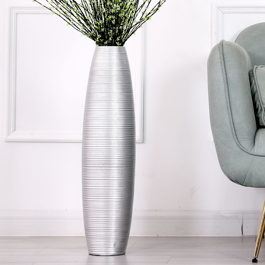 Leewadee Grand Vase sur Pied 65 cm - Haut Vase Polyrésine pour Pampa, Fleurs Séchées & Fraîches