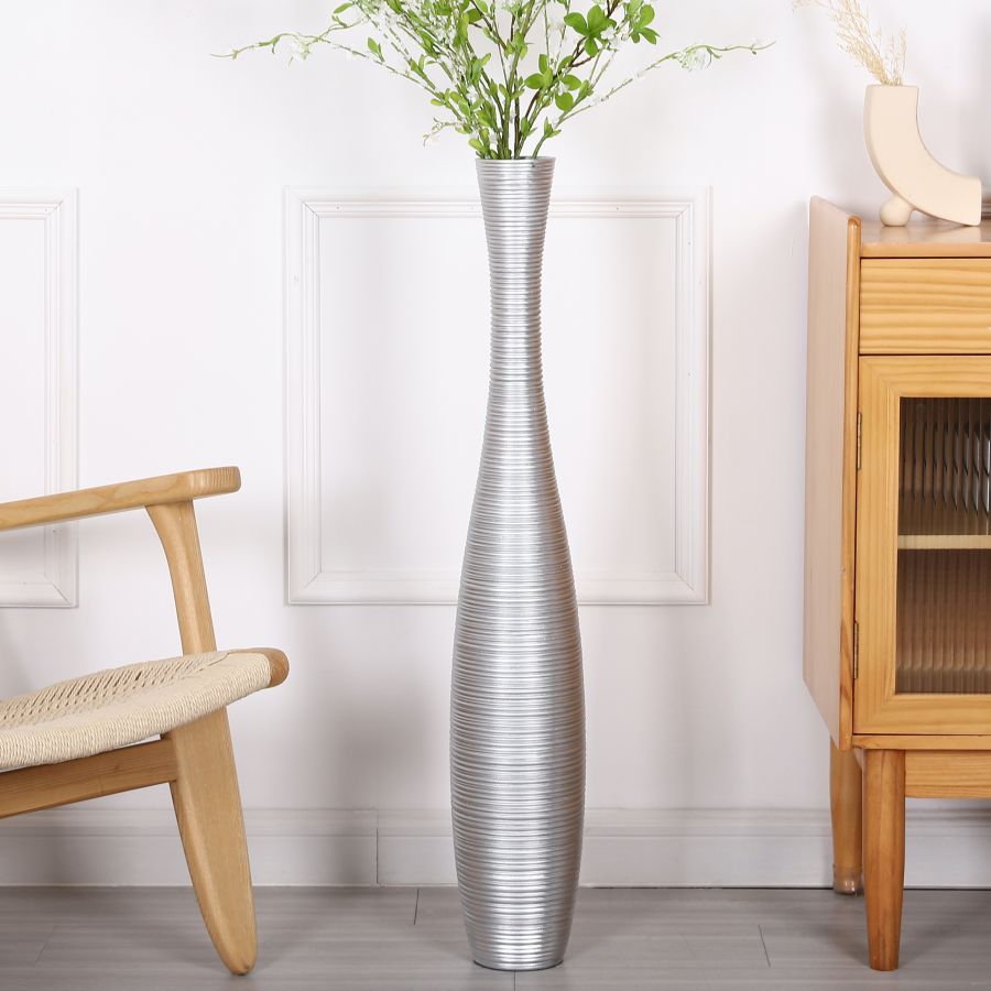 Leewadee Grand Vase sur Pied 85 cm - Haut Vase Polyrésine pour Pampa, Fleurs Séchées & Fraîches