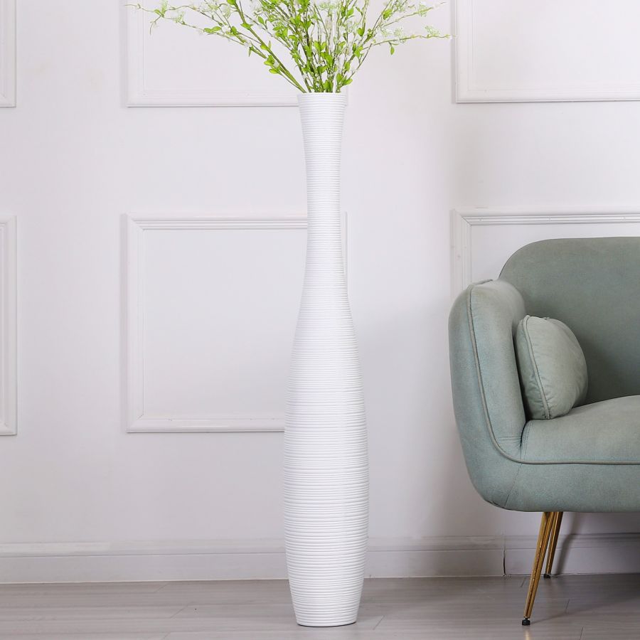 Leewadee Grand Vase sur Pied 105 cm - Haut Vase Polyrésine pour Pampa, Fleurs Séchées & Fraîches