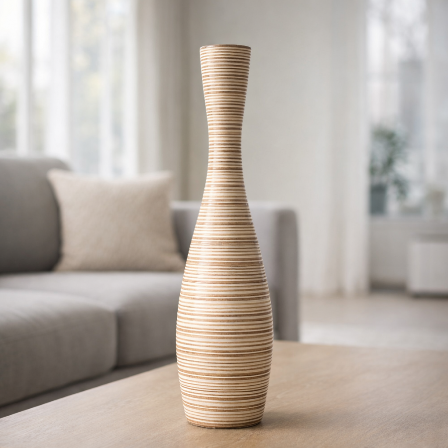 Leewadee Grand Vase sur Pied 50 cm - Haut Vase Polyrésine pour Pampa, Fleurs Séchées & Fraîches