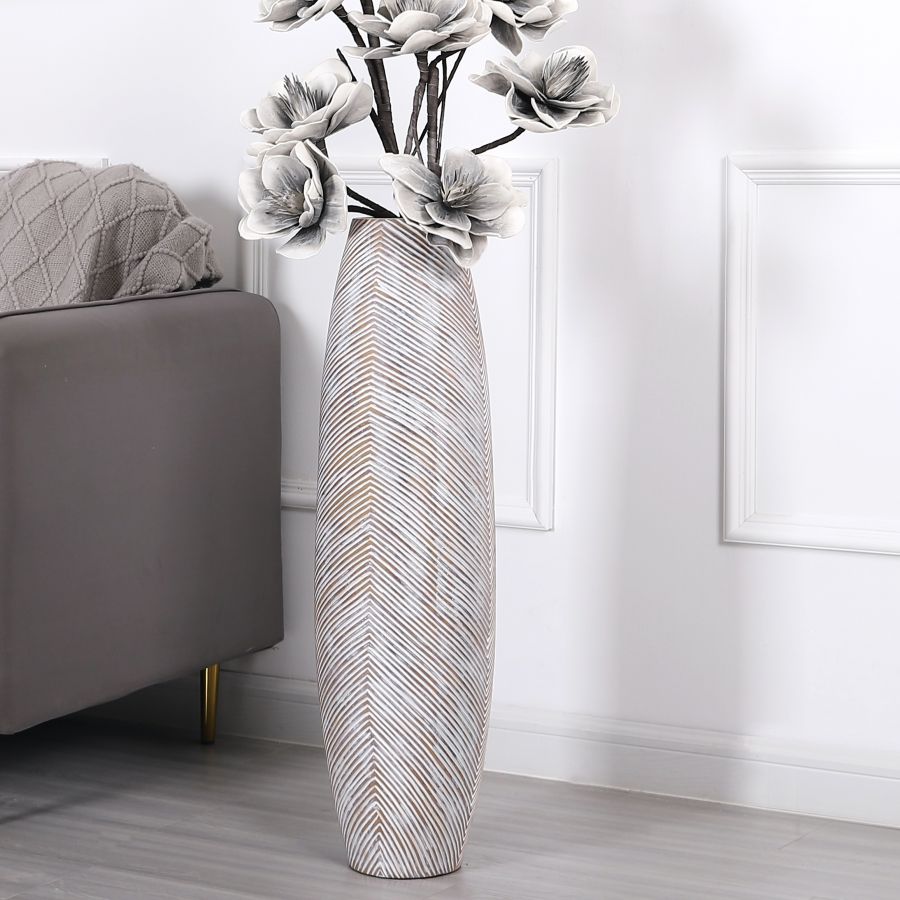 Leewadee Grande Vaso da Terra 85 cm - Alto Poliresina per Erbe della Pampa, Fiori Secchi & Freschi