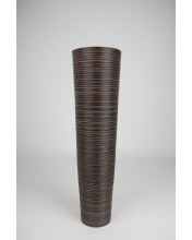 15x41 cm Leewadee Kleine Bodenvase für Dekozweige hohe Standvase Design Holzvase braun Mangoholz