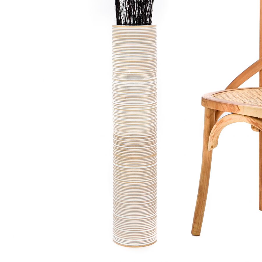 Leewadee Large Tall Floor Vase 26 inches - Handcrafted White Mango Wood Vase for Pampas Grass & Dried Flowers