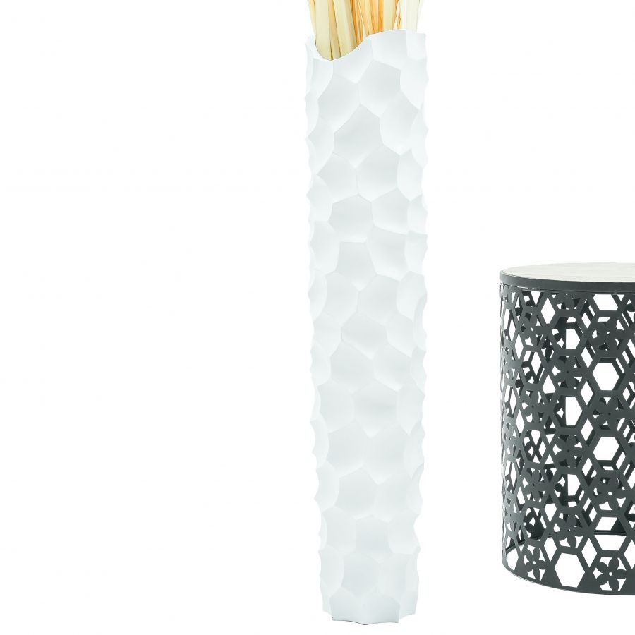 Leewadee Large Tall Floor Vase 34 inches - Handcrafted White Mango Wood Vase for Pampas Grass & Dried Flowers