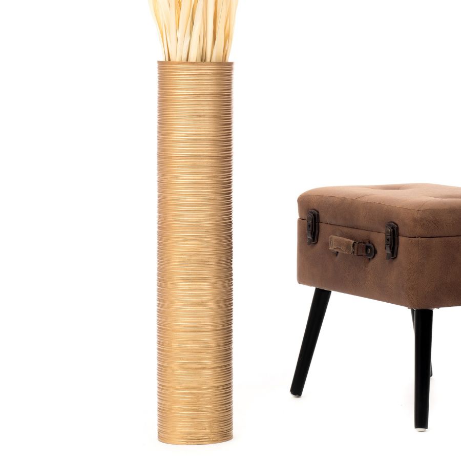 Leewadee Large Tall Floor Vase 26 inches - Handcrafted Gold Mango Wood Vase for Pampas Grass & Dried Flowers