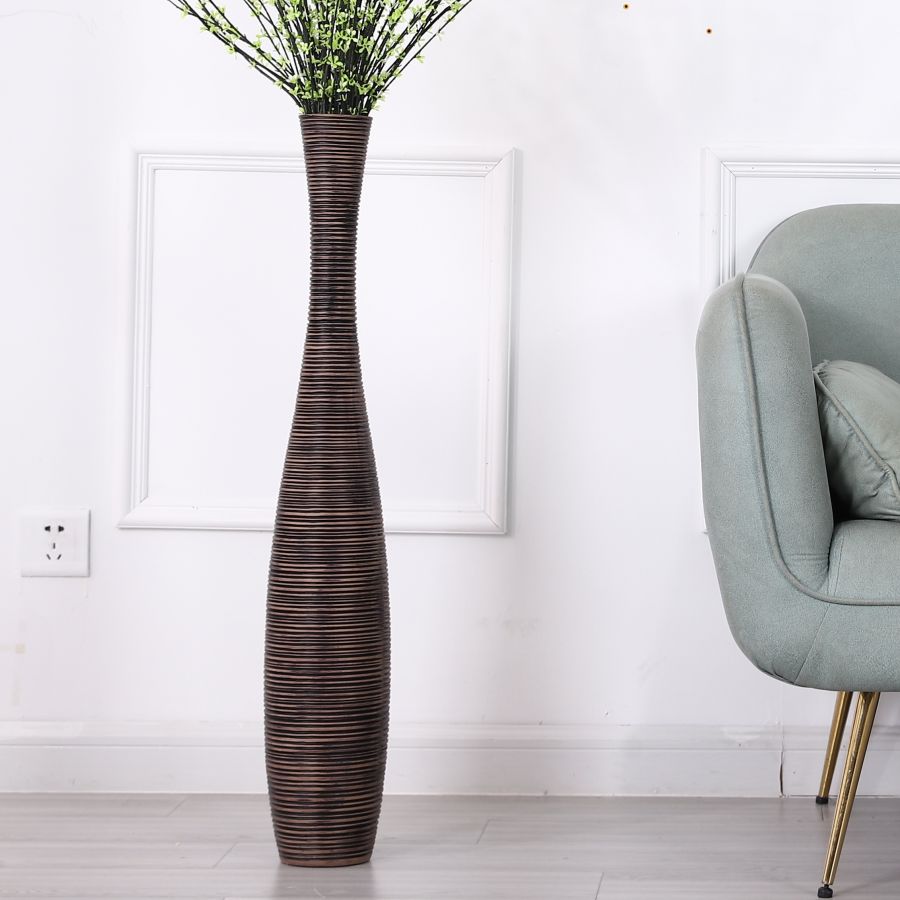 Leewadee Large Floor Vase 34 inches - Tall Polyresin Decor Vase for Pampas Grass, Dried & Fresh Flowers