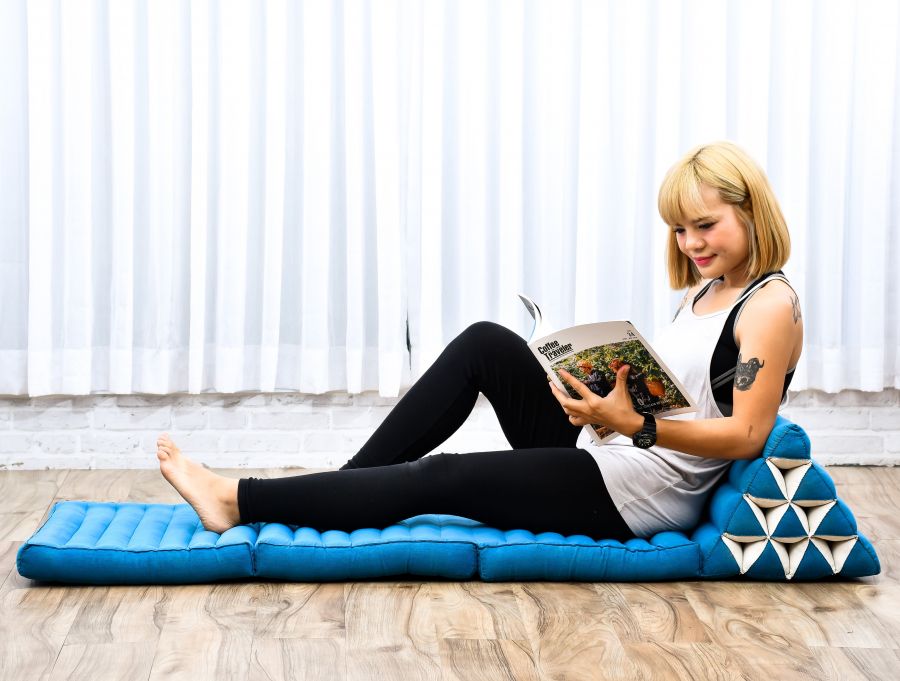 Leewadee Thai Triangle Floor Cushion 67 X 21 inches - Kapok Foldout Floor Seat Backrest Lounge