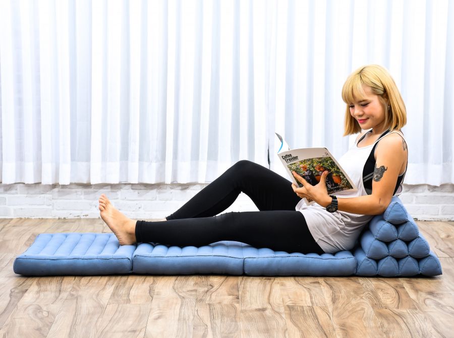 Leewadee Thai Triangle Floor Cushion 67 X 21 inches - Kapok Foldout Floor Seat Backrest Lounge