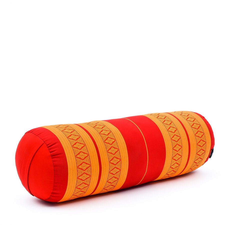 Leewadee Yoga Bolster - Standard Size – Large Meditation Cushion, Tube Pillow for Comfortable Reading, Pilates Equipment, Kapok Filling, 24 x 10 x 10 inches, Orange Red