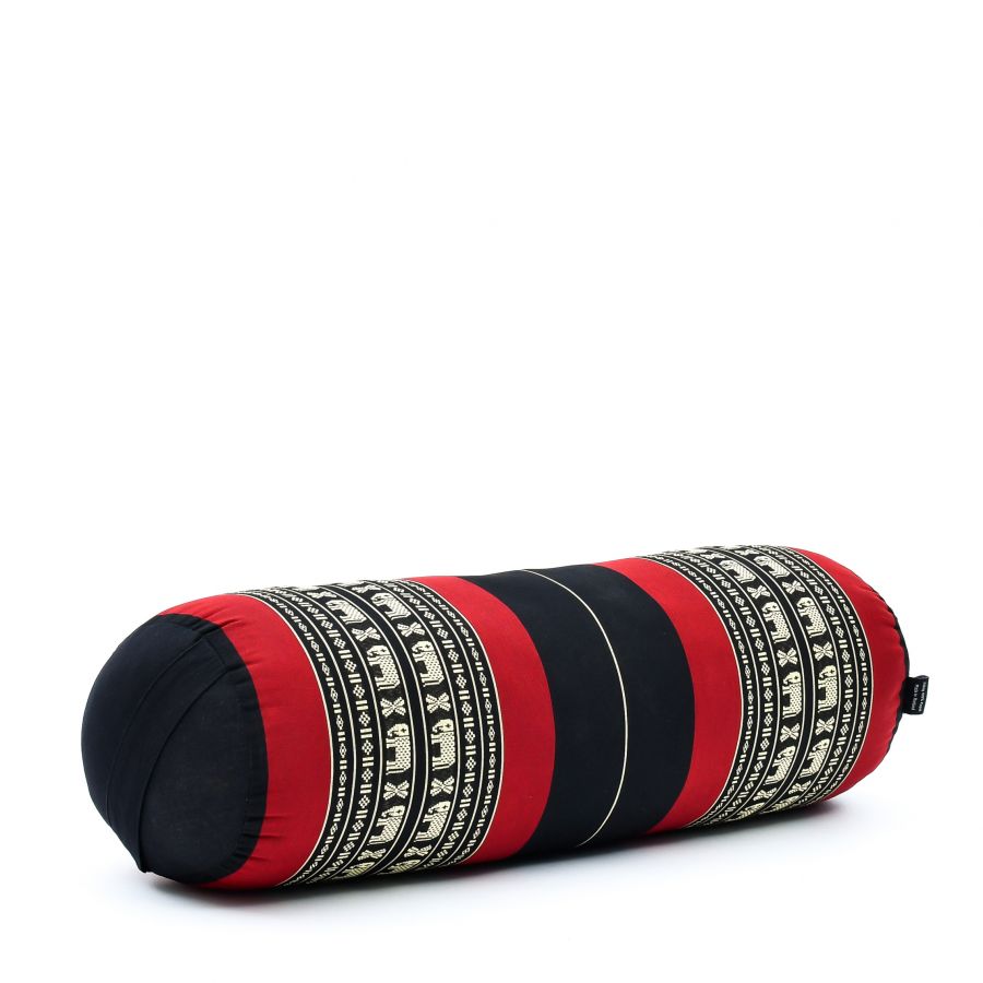 Leewadee Yoga Bolster - Standard Size – Large Meditation Cushion, Tube Pillow for Comfortable Reading, Pilates Equipment, Kapok Filling, 24 x 10 x 10 inches, Black Red