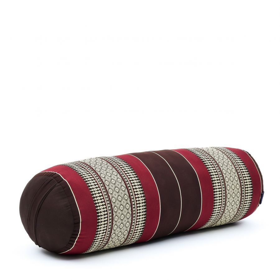Leewadee Yoga Bolster - Standard Size – Large Meditation Cushion, Tube Pillow for Comfortable Reading, Pilates Equipment, Kapok Filling, 24 x 10 x 10 inches, Brown Red