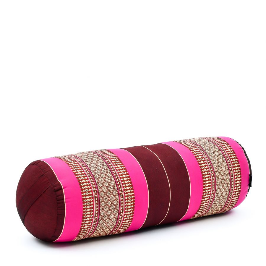 Leewadee Yoga Bolster - Standard Size – Large Meditation Cushion, Tube Pillow for Comfortable Reading, Pilates Equipment, Kapok Filling, 24 x 10 x 10 inches, Auburn Pink