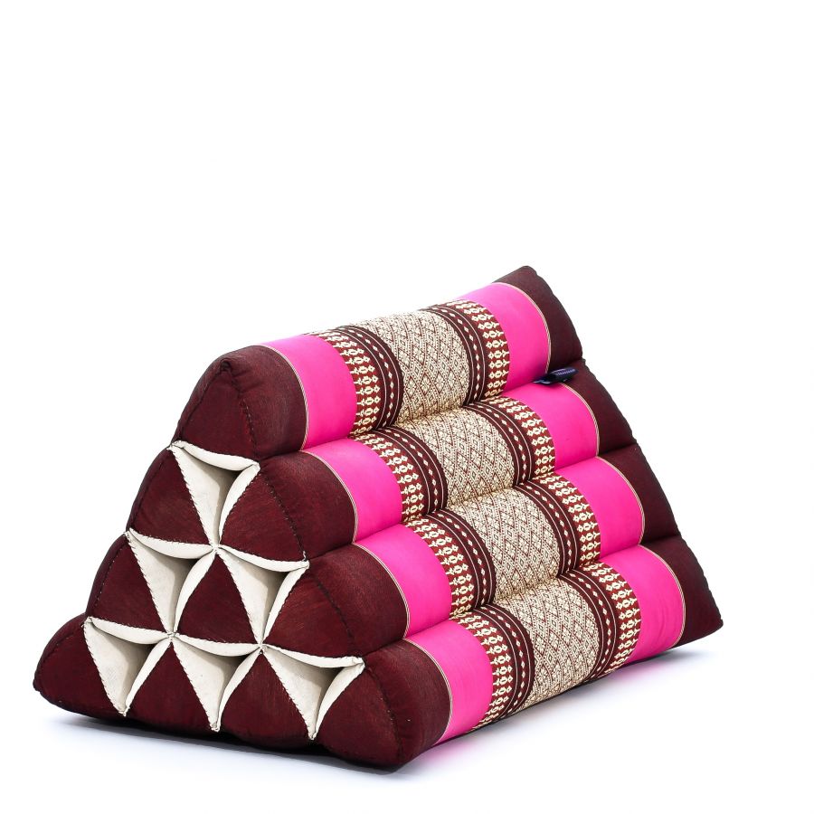 Leewadee Thai Triangle Cushion 20 X 13 X 13 inches - Firm Kapok Back Support for Reading, Bed, Sofa & Floor